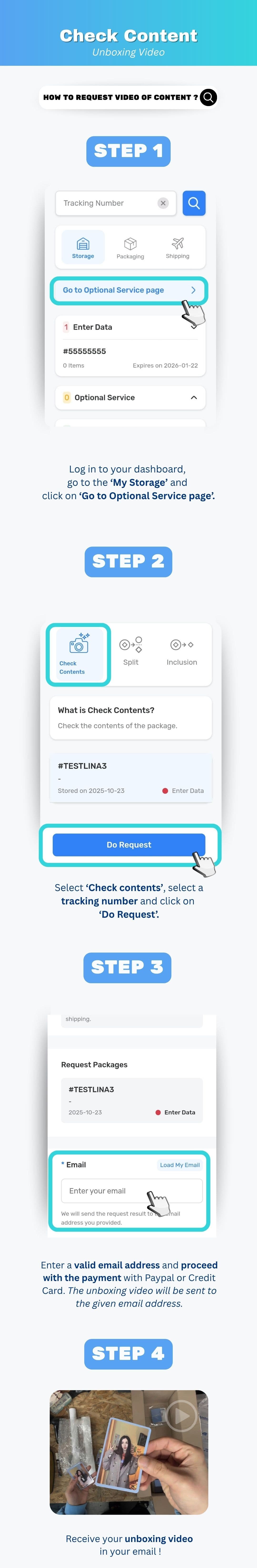 Requesting a Check Content service to verify items inside a Korean parcel on Ontact Korea