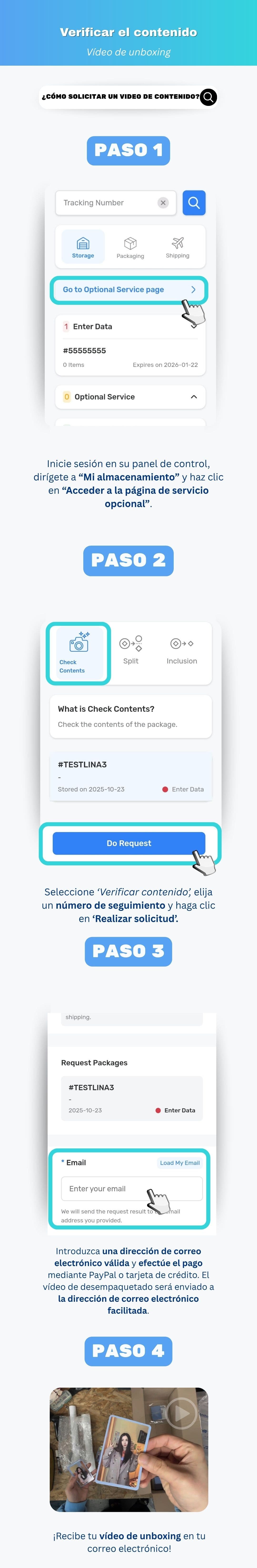 Solicitando el servicio Check Content para verificar artículos dentro de un paquete coreano en Ontact Korea
